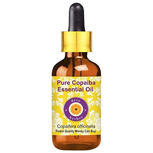 Deve Herbes Copaiba puro aceite esencial (Copaifera officinalis) con vidrio con gotero 100% de vapor natural de Grado Terapéutico destilada 15ml (0.50 oz)