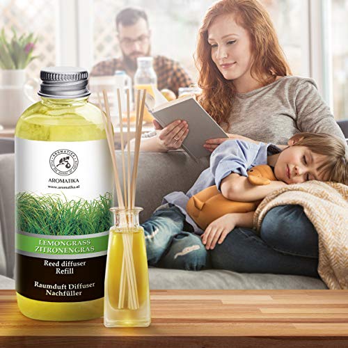 Difusor de Lemongrass 1000ml (2x500ml) - Recambios de Difusor - Aceite Puro & Natural - Intensivo - Fragancia Fresca y de Larga Duración - 0% Alcohol - Mejor para Aromaterapia - SPA - Oficina