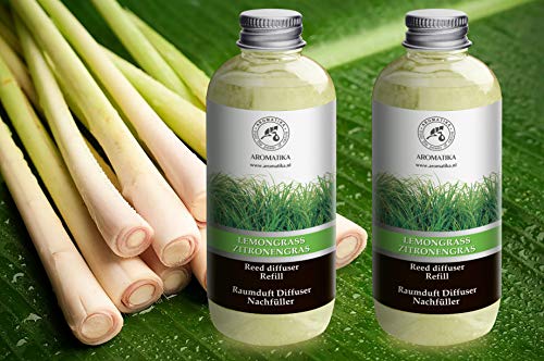 Difusor de Lemongrass 1000ml (2x500ml) - Recambios de Difusor - Aceite Puro & Natural - Intensivo - Fragancia Fresca y de Larga Duración - 0% Alcohol - Mejor para Aromaterapia - SPA - Oficina