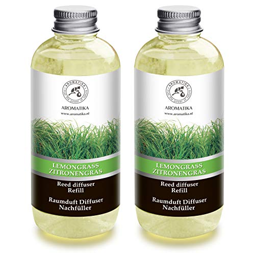 Difusor de Lemongrass 1000ml (2x500ml) - Recambios de Difusor - Aceite Puro & Natural - Intensivo - Fragancia Fresca y de Larga Duración - 0% Alcohol - Mejor para Aromaterapia - SPA - Oficina