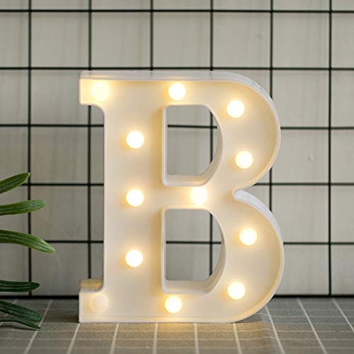 DON LETRA Letras Luminosas Decorativas con Luces LED, Letras del Alfabeto A-Z, Altura de 22cm, Color Blanco - Letra B