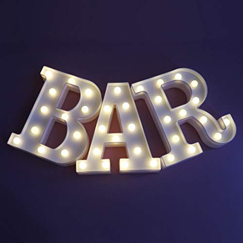 DON LETRA Letras Luminosas Decorativas con Luces LED, Letras del Alfabeto A-Z, Altura de 22cm, Color Blanco - Letra B