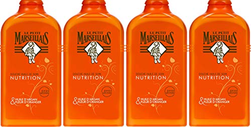 Ducha aceite nutritivo/aceite de argán y azahar de Marruecos, 250 ml, juego de 4, de la marca Le Petit Marseillais