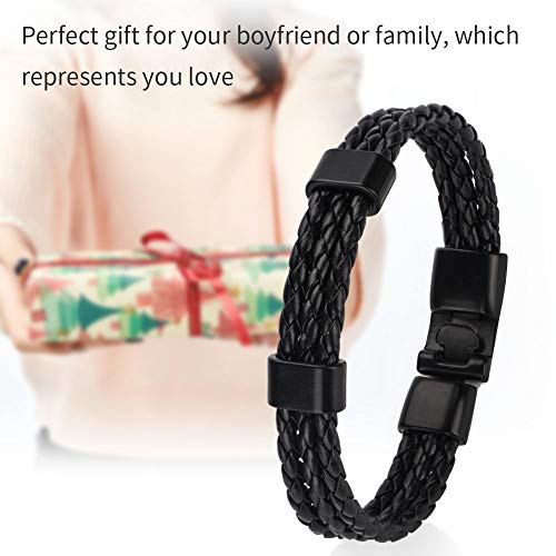 Duevin Pulseras Retro Étnico de Cuero Trenzadas Pulsera Cuero Trenzado Hombre Trenzado Brazalete Ajustable para Hombres Mujeres Leather Wristbands (Negro)