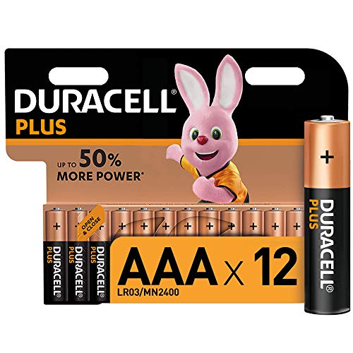 Duracell Plus AAA - Pilas Alcalinas paquete de 12, 1.5 Voltios LR03 MN2400