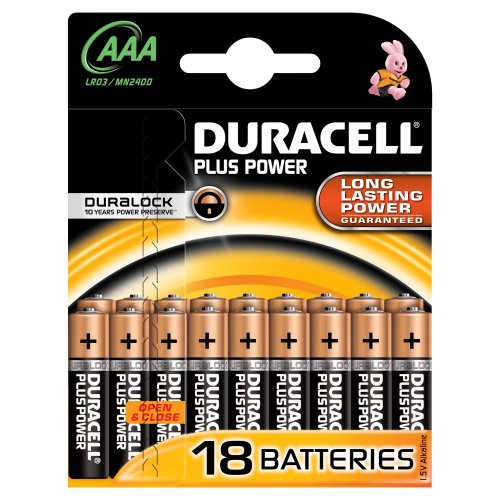 Duracell Plus Power Alcalino 1.5V - Pilas (Alcalino, Cilíndrico, AAA, Negro, Naranja)