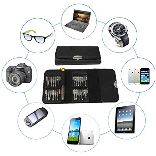 EasyULT Mini Destornilladores de Precisión Set, Destornilladores Set 25 en 1 Multiuso Kit de Herramientas de Reparación para Smartphone, PC, portátil, Laptop, Reloj, Gafas, Destornillador Gafas