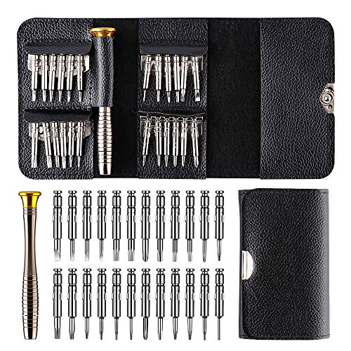 EasyULT Mini Destornilladores de Precisión Set, Destornilladores Set 25 en 1 Multiuso Kit de Herramientas de Reparación para Smartphone, PC, portátil, Laptop, Reloj, Gafas, Destornillador Gafas