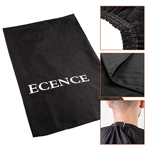 ECENCE Capa de peluquería Profesional con Cierre de Gancho Negro, 150x120cm, para Mujeres, Hombres y niños, Capa para Cortar el Pelo, Impermeable, Talla Universal, fácil de Limpiar 42040303