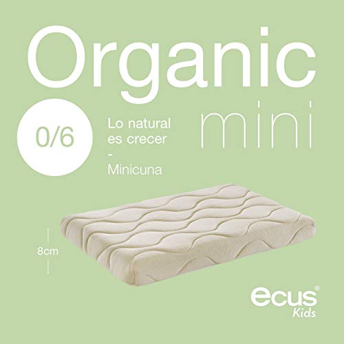 Ecus Kids, El colchón de minicuna Organic, es el colchón minicuna elaborado con materiales orgánicos que potencian sus efectos relajantes - 80x50x8