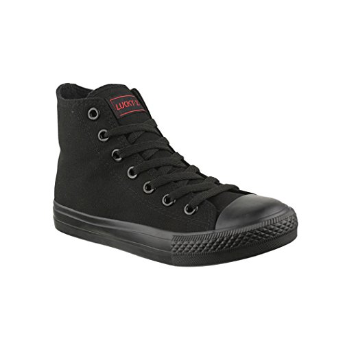 Elara Zapatillas de Deporte Unisex Zapatos Deportivos High Top Chunkyrayan Negro 014-A-Black-Black-40