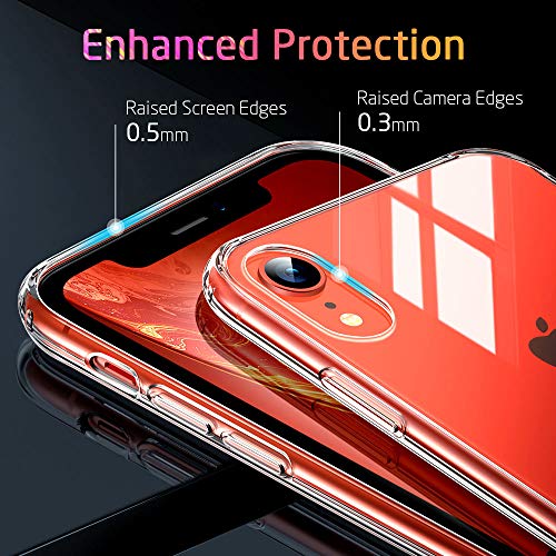 ESR Funda para iPhone XR Cristal Templado [Imita la Parte Posterior del Vidrio del iPhone XR] [Resistente a los Arañazos] + Borde de Silicona Suave para Apple iPhone XR de 6.1"-Transparente