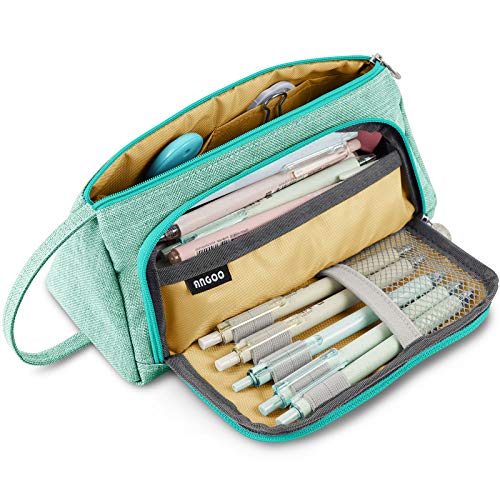 Estuche de Lápices, YAMI Gran Capacidad Estuche para Bolígrafos Estuche de Maquillaje Organizador de Almacenamiento de Artículos de Papelería con asa para útiles Escolares y Oficina Mujer (Verde)