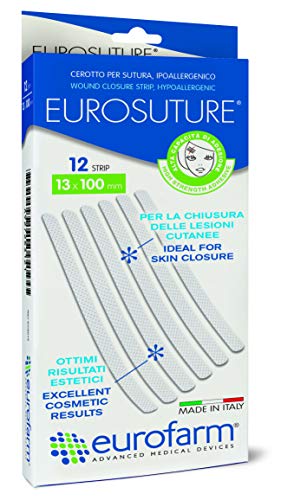 Eurosuture (mm 6 x mm 75) Tiras Estériles Para Sutura Cutánea, Adhesivo Hipoalergénico, Efecto Descolorado para un Mejor Resultado Cosmético. Fabricado en Italia.Paquete de 6 Unidades