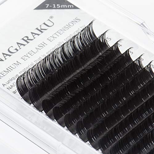 Extensiones de pestañas NAGARAKU Mix Individual Premium Mink Matte Black False Eyelash Classic Eyelash(0.12 J 7-15mm)