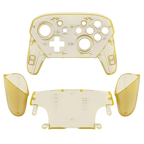 eXtremeRate Carcasa Agarre para Nintendo Switch Pro Funda Delantera Trasera Placa de Asa Shell Tacto Suave Grip de Reemplazo para Mando de Nintendo Switch Pro-No Incluye Control(Amarillo Ámbar)