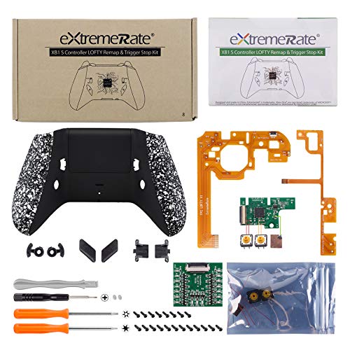 eXtremeRate Lofty Programable Remap&Gatillo de Parada Kit para Mando Xbox One S X(Mod Chip,Carcasa Trasera,Agarre,Botones Traseros,Trigger Lock para Control de Xbox One S X-Modelo 1708)-Splash Blanco