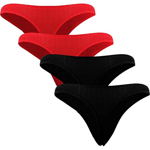 Fabio Farini - 4-Pack de Tangas Masculinas para Hombres en Rojo o Negro 2X Rojo, 2X Negro L