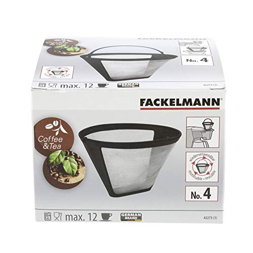 Fackelmann Filtro Permanente Café o Té nº4. Acero Inox. Negro e inox. Ø11,5x8,5cm. 1 ud.