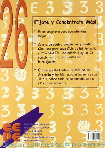 ¡Fíjate y Concéntrate Más! Cuaderno 3: 26 (Estrategias para aprender)