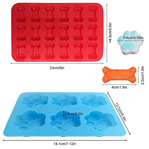 FineGood - Moldes de silicona para chocolate, diseño de huella de perro y hueso, 4 unidades