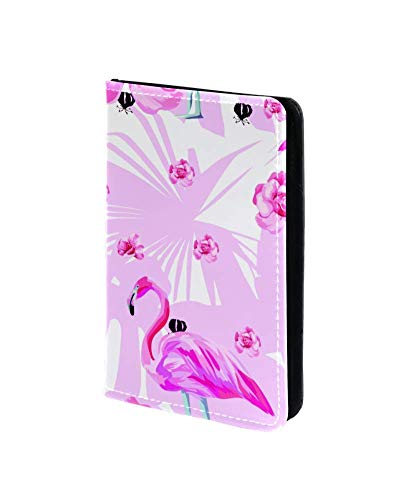 Fiori Di Fenicottero Funda de Cuero para Pasaporte Funda de Viaje Cartera de Viaje Organizar Pasaporte y Tarjetas de crédito 11.5x16.5cm