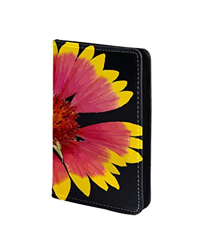 Fiori, Giallo Rosa. Funda de Cuero para Pasaporte Funda de Viaje Cartera de Viaje Organizar Pasaporte y Tarjetas de crédito 11.5x16.5cm