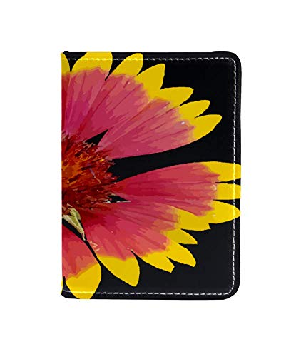 Fiori, Giallo Rosa. Funda de Cuero para Pasaporte Funda de Viaje Cartera de Viaje Organizar Pasaporte y Tarjetas de crédito 11.5x16.5cm