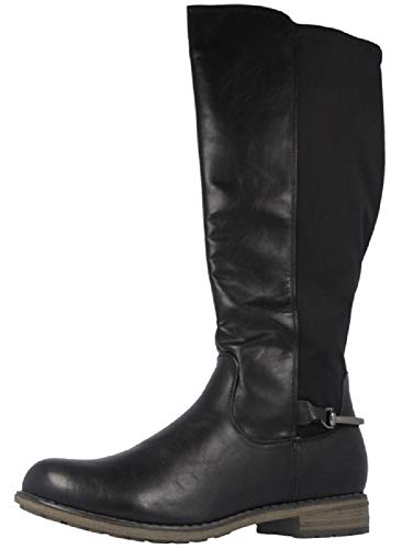 Fitters Footwear That Fits Damas Botas Maja PU Botas clásicas elástico Aspecto Vaquero (45 EU, Negro)