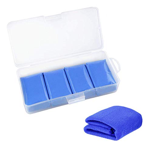 Fixget Plastilina de Limpieza Coche, 5 Unidades, Arcilla mágica, en Barras de 400 g, Color Azul, Conjunto con paño de Microfibra para Diferentes Manchas, con Caja de Almacenamiento