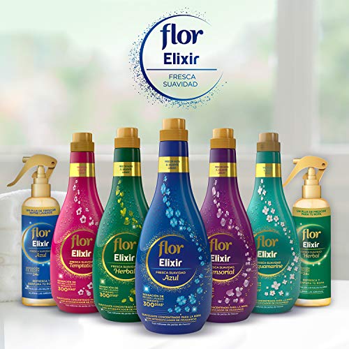 Flor Elixir - Suavizante para la ropa concentrado, aroma Herbal, Pack de 8, hasta 400 dosis