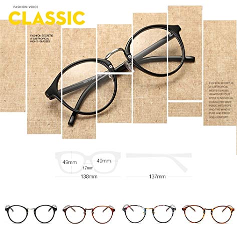 Flydo Retro Montura para Gafas de Vista Antiguas Visión Clara Glasses Cristal Lente Transparente Hombre y Mujer