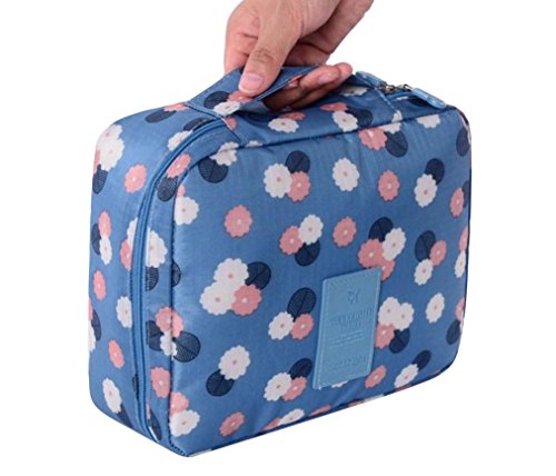 Fossen Bolsas de Aseo Maquillaje Neceser de Viaje Organizadores de Cremallera para Mujer Hombres (Azul)