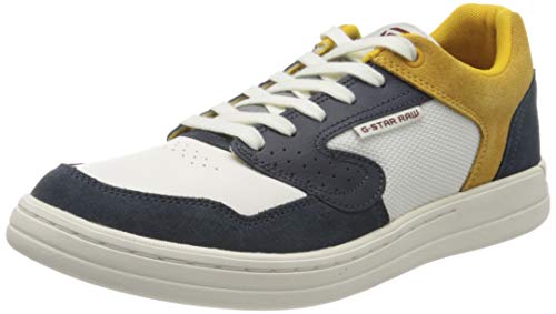 G-STAR RAW Mimemis Low, Zapatillas para Hombre, Multicolor (Mazarine Blue/Milk/Yellow C249-B374), 43 EU