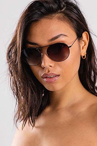 Gafas de sol Mia para mujer - Hechas a mano en Italia - Protección UV extra fuerte con lentes de protección solar UV-400 - Hechas de acero inoxidable - Gafas de sol redondas - Marrón