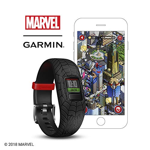 Garmin Vívofit Jr. 2 - Monitor de actividad para niños, Marvel Spider-Man - Black (Banda ajustable), Edad 4+