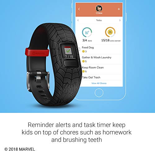 Garmin Vívofit Jr. 2 - Monitor de actividad para niños, Marvel Spider-Man - Black (Banda ajustable), Edad 4+