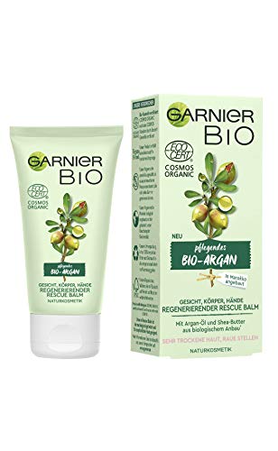 Garnier Bio - Bálsamo regenerador de argán, cuidado intensivo, para piel seca, áspera y picor, con aceite de argán orgánico y manteca de karité, 50 ml