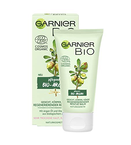 Garnier Bio - Bálsamo regenerador de argán, cuidado intensivo, para piel seca, áspera y picor, con aceite de argán orgánico y manteca de karité, 50 ml