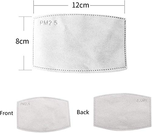 Gecter PM2.5 Filtros de carbón activado 5 capas reemplazables de papel de filtro antiniebla anti niebla papel para adultos (50 unidades)