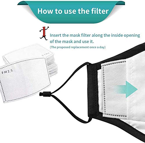 Gecter PM2.5 Filtros de carbón activado 5 capas reemplazables de papel de filtro antiniebla anti niebla papel para adultos (50 unidades)