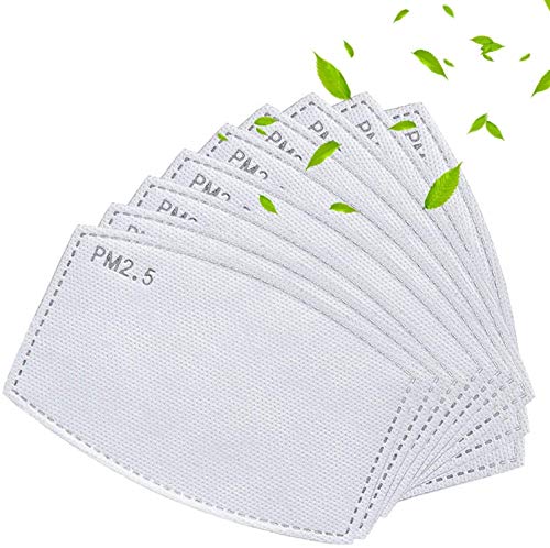 Gecter PM2.5 Filtros de carbón activado 5 capas reemplazables de papel de filtro antiniebla anti niebla papel para adultos (50 unidades)