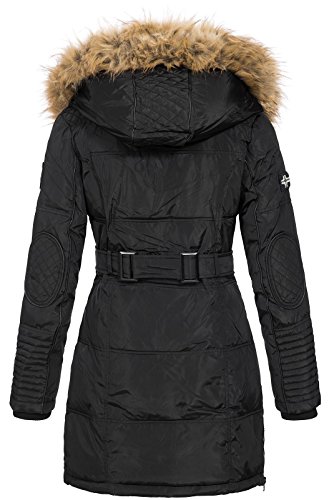 Geographical Norway Belissima - Chaqueta de invierno para mujer con capucha de piel XL negro XL