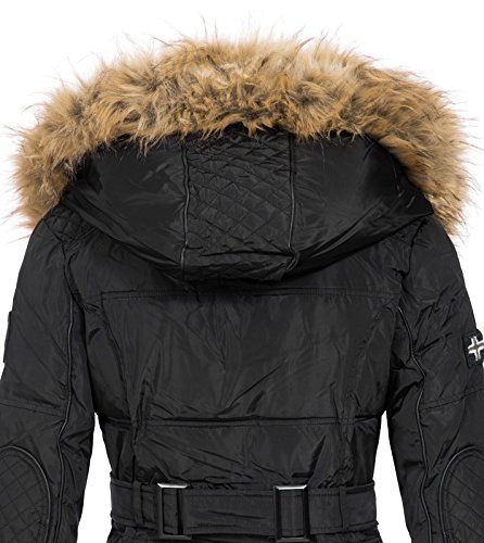 Geographical Norway Belissima - Chaqueta de invierno para mujer con capucha de piel XL negro XL