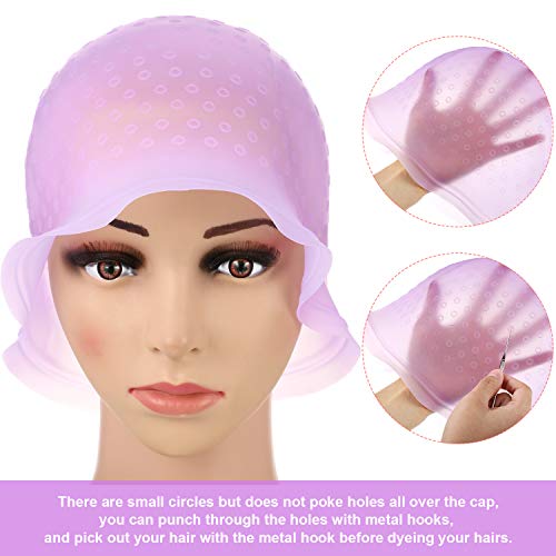 Gorro de Silicona Resaltado Gorro de Cabello Reutilizable Resaltado Gorro de Pelo de Tinte Color de Salón con Ganchos para Mujeres Chicas Teñir el Pelo