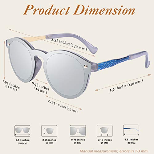 GQUEEN Futurista Sin Marco Redondas Gafas de Sol Protector Reflexivo Espejo Anteojos para Hombre Mujer MEO5