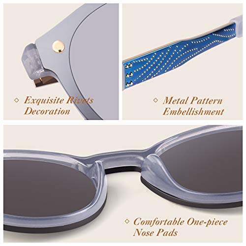 GQUEEN Futurista Sin Marco Redondas Gafas de Sol Protector Reflexivo Espejo Anteojos para Hombre Mujer MEO5