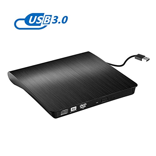 Grabadora CD / DVD Externa Usb 3.0, Rodzon Unidades de DVD Externa Portátil CD / DVD /-RW / ROM Estable con Lector / Quemador / Re - Quemador para Win 10 / 8 / 7 / XP / Vista / Linux / Mac OS