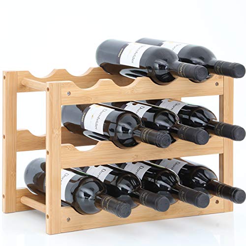 Gräfenstayn® 30550 Botelleros VERONA - apilable de madera de bambú para 12 botellas de vino- tamaño 42x21x28 cm (LxAnxAl) portabidones de vino