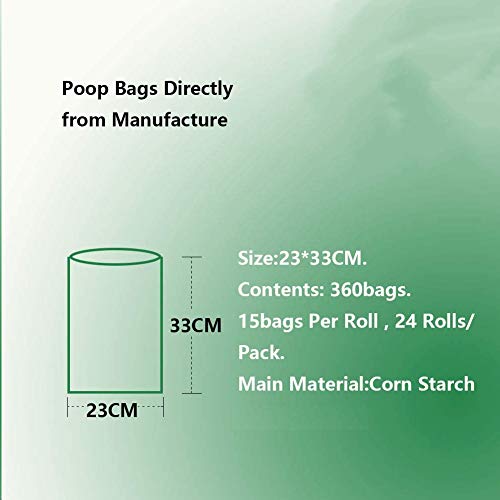 Green Maker Biodegradables Caca Perro Bolsas 360 Excrementos Perros Bolsas 30% más Grueso Que Otros Hecho de Almidón de Maíz con DIN CERTCO Certificación (Negro)